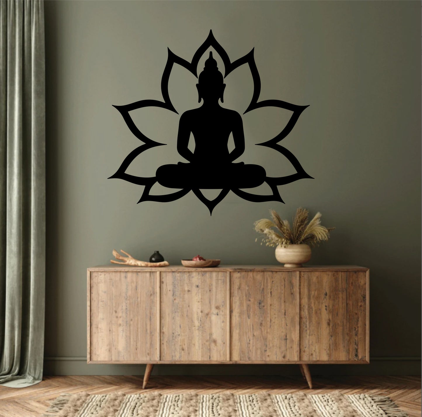 Cuadro de Meditación de Buda con Flor de Loto: Arte Espiritual en Cristalux para Decoración del Hogar