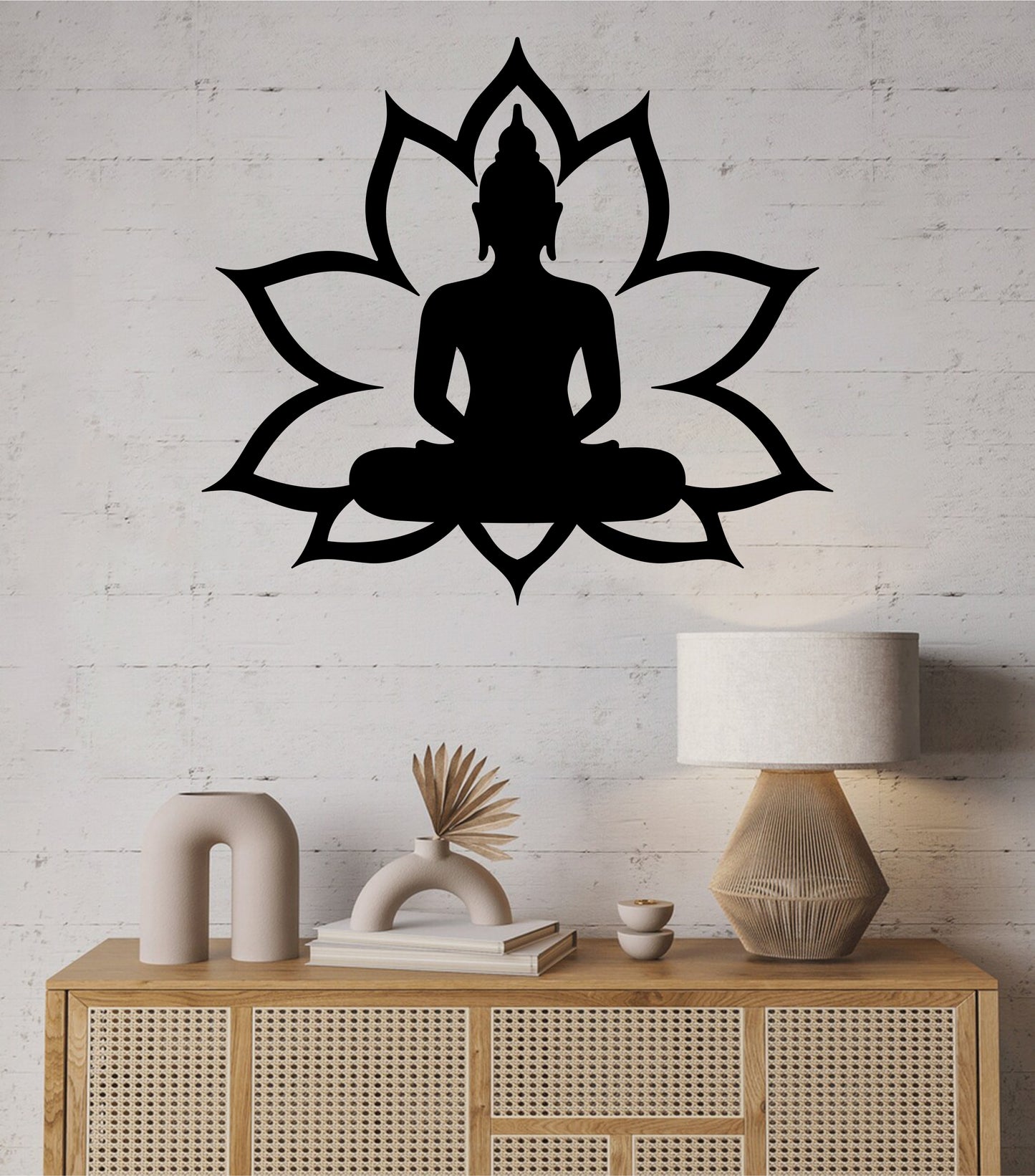 Cuadro de Meditación de Buda con Flor de Loto: Arte Espiritual en Cristalux para Decoración del Hogar